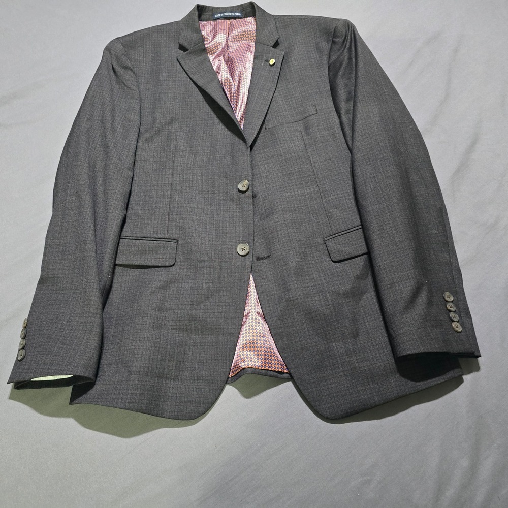 Original Penguin Blazer Men 40R Grey Wool Blend Two Button Sharkskin Sport Coat